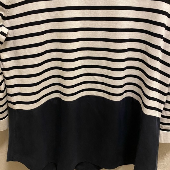 Cos Striped Cotton And Silk Button Back 3/4 Length Sleeve Top - Picture 5 of 9